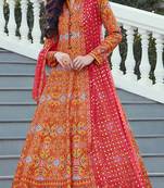 Partywear Designer Orange Heavy Soft Killer Silk Salwar Suit