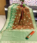 Orange Soft Banarasi Silk Saree