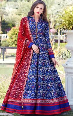 Partywear Designer Royal Blue Heavy Soft Killer Silk Salwar Suit 1