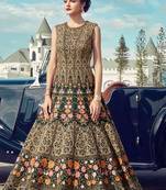 Partywear Designer Golden Green Heavy Soft Banglori Silk Partywear Suit