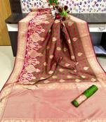 Pink and Green color Banarasi silk saree