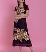 Black Gold Printed Rayon Emblished A-Line Long Kurta