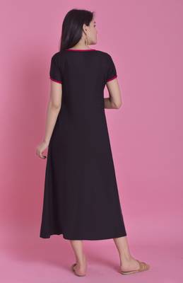Black Gold Printed Rayon Emblished A-Line Long Kurta 2