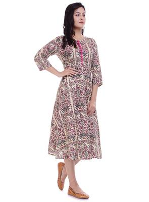 Pink Jaipur Printed Cotton A-Line Kurta 4