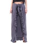 Grey Color Plain Ruffle Palazzo