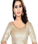 Cream colored embroidered  two tone silk stitched blouse
