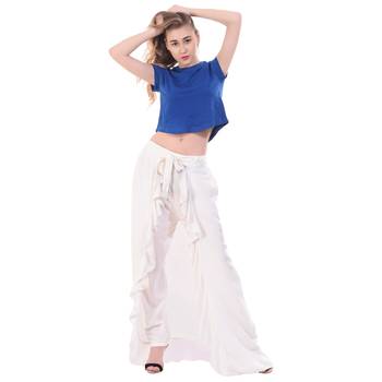 White Color Plain Ruffle Palazzo 1