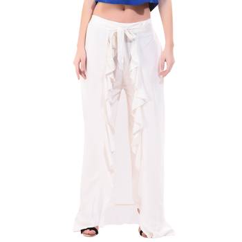 White Color Plain Ruffle Palazzo 3
