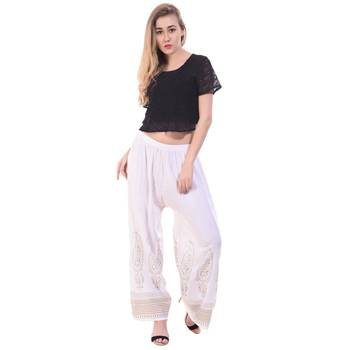 Off White Color Gold Print Palazzo 1