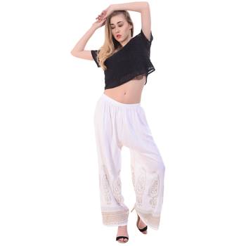 Off White Color Gold Print Palazzo 2
