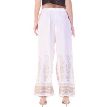 Off White Color Gold Print Palazzo 5