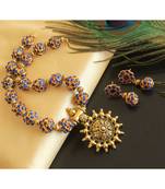 Beautiful Antique Blue Rudhra Balls Designer Necklace Set