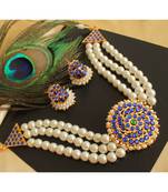 Beautiful Pearl Blue Green Designer Temple Necklace Set