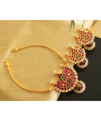 Beautiful Gold Tone Kemp Green Moon Designer Necklace Set 1