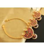 Beautiful Gold Tone Kemp Green Moon Designer Necklace Set