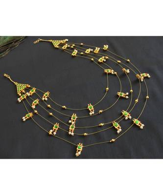 Beautiful Green Pearl Designer Temple Necklace 1