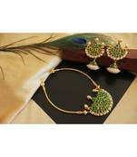 Beautiful Gold Tone Green Moon Designer Necklace Set