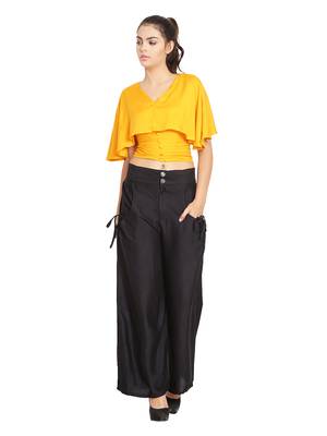 Black Color Palazzo pant with pocket and button 1