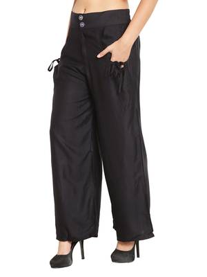 Black Color Palazzo pant with pocket and button 2
