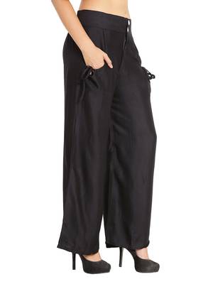 Black Color Palazzo pant with pocket and button 3