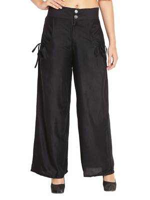 Black Color Palazzo pant with pocket and button 4