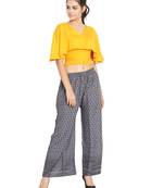 Grey Color Full Chicken Work Flared Palazzo