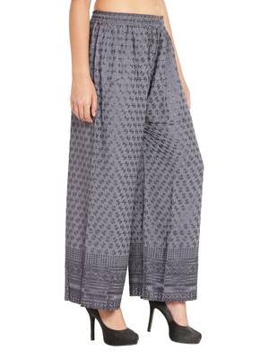 Grey Color Full Chicken Work Flared Palazzo 2