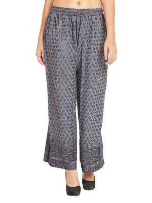 Grey Color Full Chicken Work Flared Palazzo 4