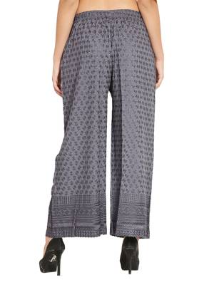 Grey Color Full Chicken Work Flared Palazzo 5