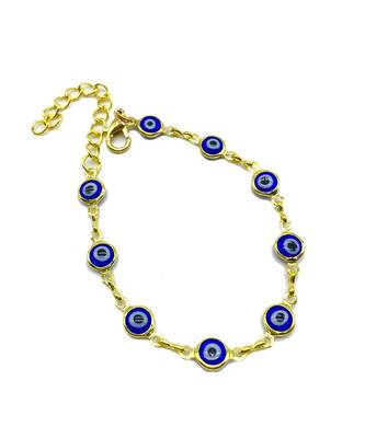 Blue Evil Eye Rakhi For Men Gold Plated Charm Link Chain Adjustable Rakhi 1
