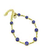 Blue Evil Eye Rakhi For Men Gold Plated Charm Link Chain Adjustable Rakhi