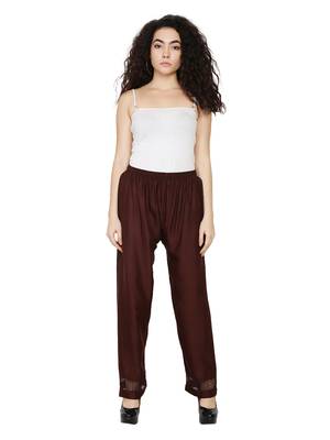 Brown Color Plain Lace Palazoo 1