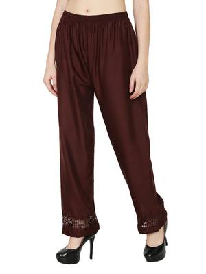 Brown Color Plain Lace Palazoo 2