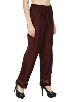 Brown Color Plain Lace Palazoo 3