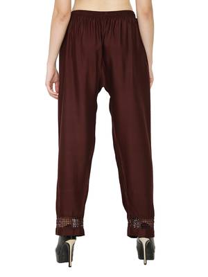 Brown Color Plain Lace Palazoo 4