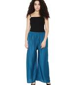 Wine Blue Color Plain Sarara Palazoo