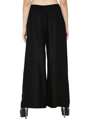 Black Color Plain Sarara Palazoo 3