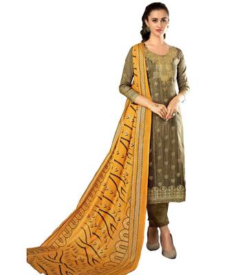 Green Embroidered Cotton Unstitched Salwar With Dupatta 1