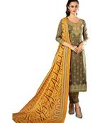 Green Embroidered Cotton Unstitched Salwar With Dupatta