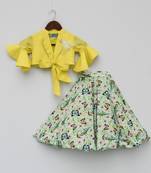 Yellow Palin Top With Floral Printed Skirt