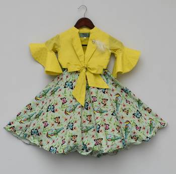 Yellow Palin Top With Floral Printed Skirt 1