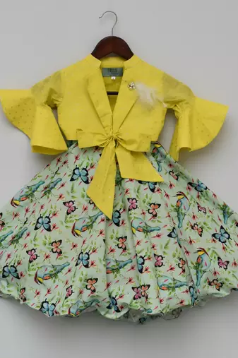 Yellow Palin Top With Floral Printed Skirt