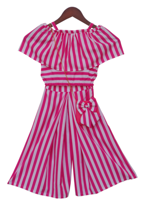White And Pink Stripe Crop Top With Palazzo Pant 2