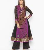 Purple Embroidered Georgette Party Wear Kurti