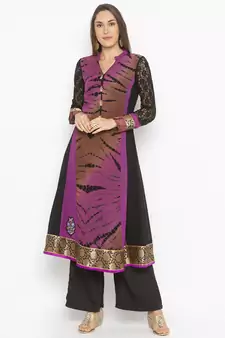 Purple Embroidered Georgette Party Wear Kurti