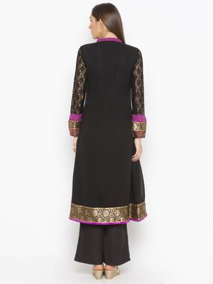 Purple Embroidered Georgette Party Wear Kurti 4