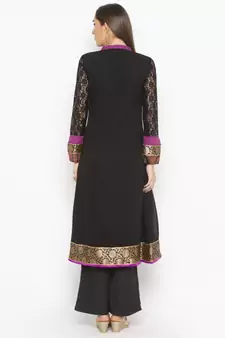 Purple Embroidered Georgette Party Wear Kurti