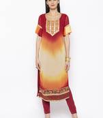 Maroon Embroidered Georgette Party Wear Kurti
