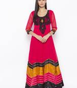 Pink Embroidered Georgette Party Wear Kurti