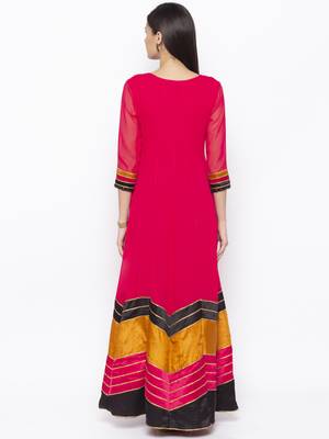 Pink Embroidered Georgette Party Wear Kurti 4